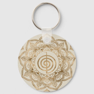 Llavero Cho Ku Rei - Lotus mandala de oro pastel