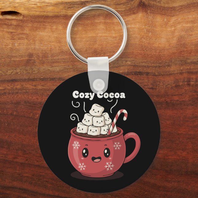 Llavero Chocolate Caliente Kawaii Navideño Acogedor (Anverso)