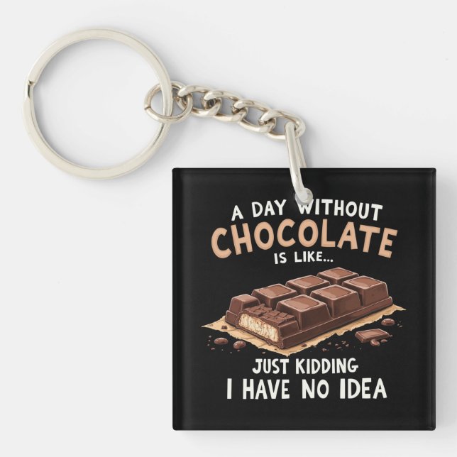 Llavero Chocolate gracioso que dice un día sin chocolate (Frente)