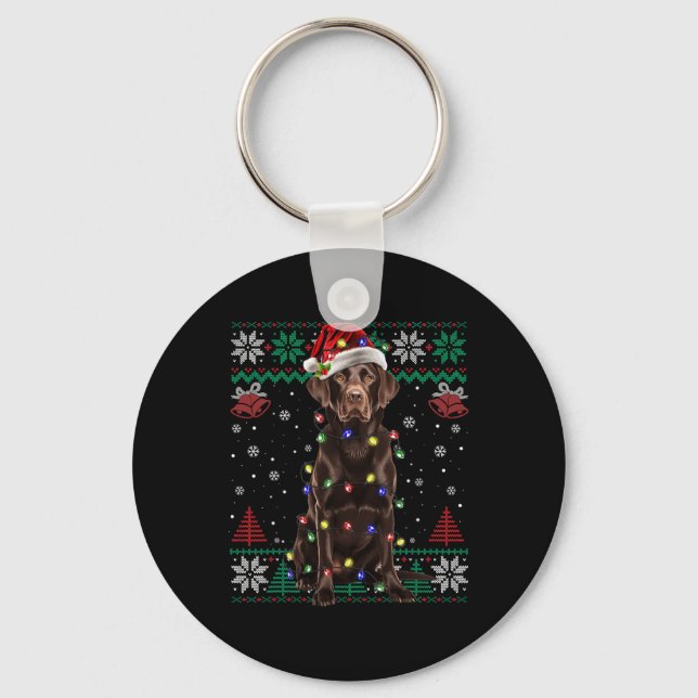 Llavero Chocolate Labrador Navidades Santa Ugly Sweater Do (Anverso)