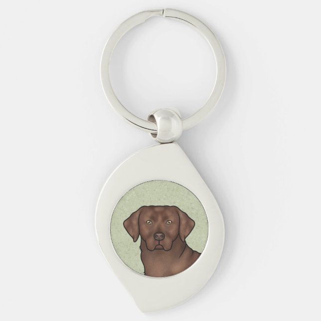 Llavero Chocolate Labrador Recuperador Art Cute Lab Cabeza (Anverso)