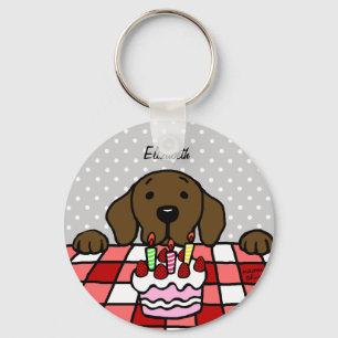 Llavero Chocolate Labrador viendo tu cumpleaños