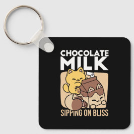 Llavero Chocolate Milk Sipping on Bliss – Kawaii Cat Food