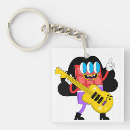 Llavero Chocolate Personalizado rojo musical con guitarra