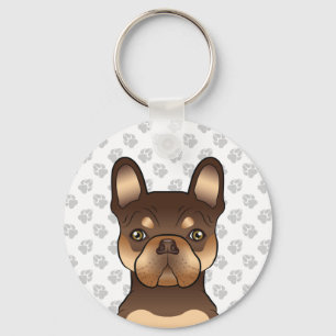 Llavero Chocolate y Tan French Bulldog Perro Lindo & Patas