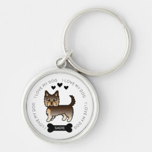 Llavero Chocolate Yorkshire Terrier Dog Love & Name