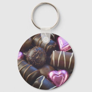 Llavero chocolates con el efecto metalizado rosado