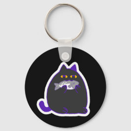 Llavero Chonky Black Cat with a Fish Keychain