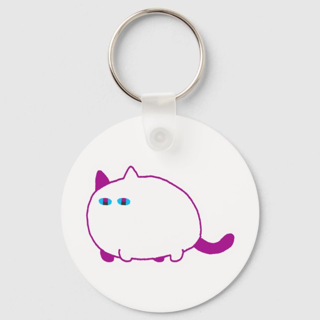 Llavero Chonky White Cat Keychain (Anverso)