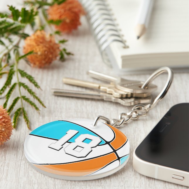 Llavero choose ANY team colors w jersey number basketball (Frente Derecha)