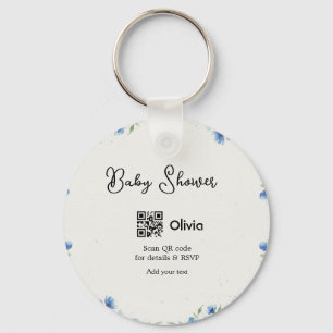 Llavero Chorreo acuarela azul shower de bebé escanea QR RS