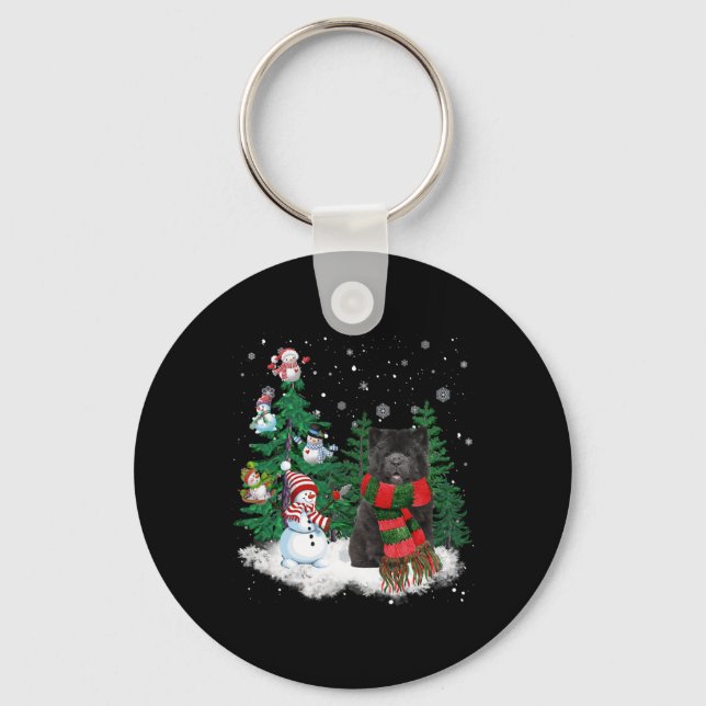 Llavero Chow Chow Perro Navidades Snowman Navidad Árbol Pa (Anverso)