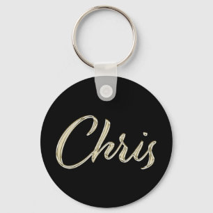 Llavero Chris Name whitegold Button Schlüsselanhänger