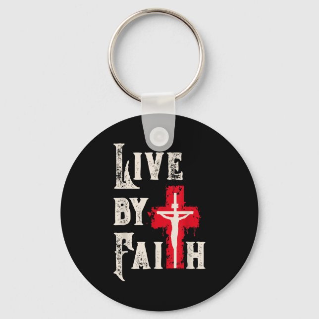 Llavero Christian Cross Scripture Live By Faith  (Anverso)