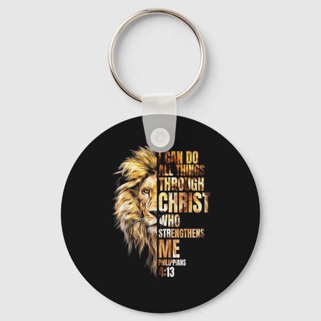 Llavero Christian I Can Do All Things Through Christ Lion  (Anverso)