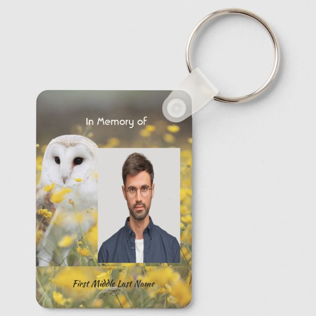 Llavero Christian Keepsake Memorial Photo Barn Owl Bird (Reverso )