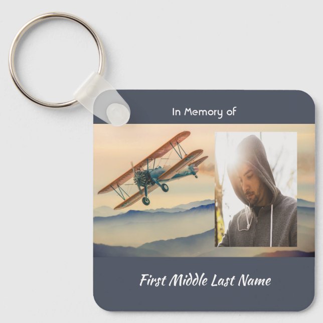 Llavero Christian Memorial Keepsake  Clouds Biplane Sky (Anverso)