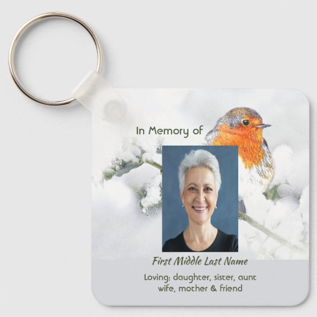 Llavero Christian Memorial Keepsake English Robin Bird (Anverso)