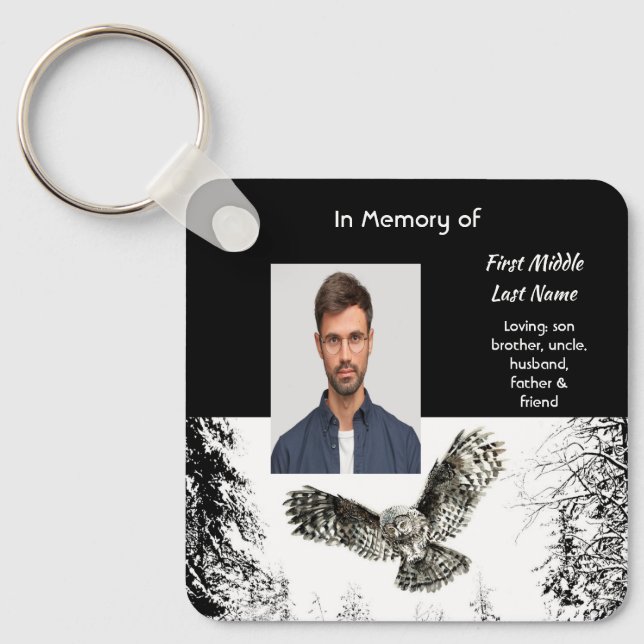 Llavero Christian Memorial Keepsake Watercolor Owl Bird (Anverso)