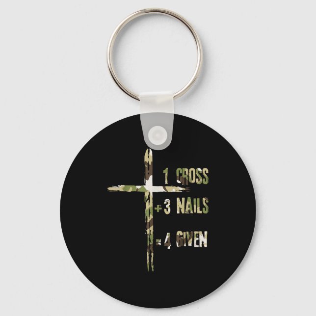 Llavero Christian One Cross Plus Three Nails Equals Forgiv (Anverso)