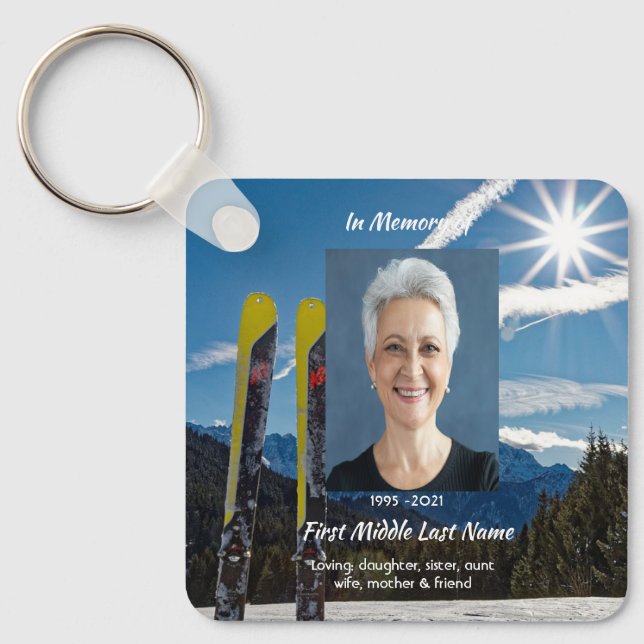 Llavero Christian Skiing Skier  Memorial Keepsake  (Anverso)