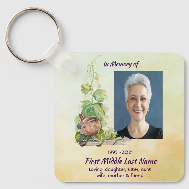 Llavero Christian Wren Bird Vineyard Memorial Keepsake (Anverso)