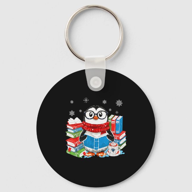 Llavero Christmas A Penguin Reading Book Snowflake Cocoa H (Anverso)