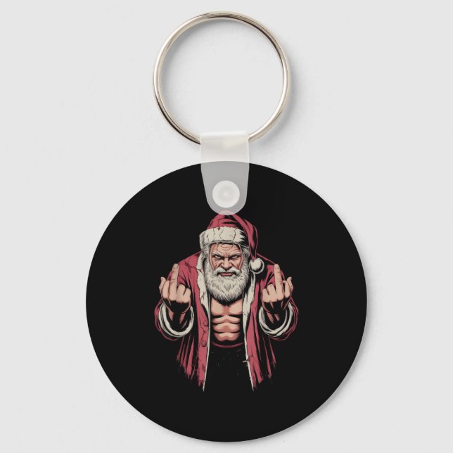Llavero Christmas Angry Santa Middle Finger Sarcastic Xmas (Anverso)