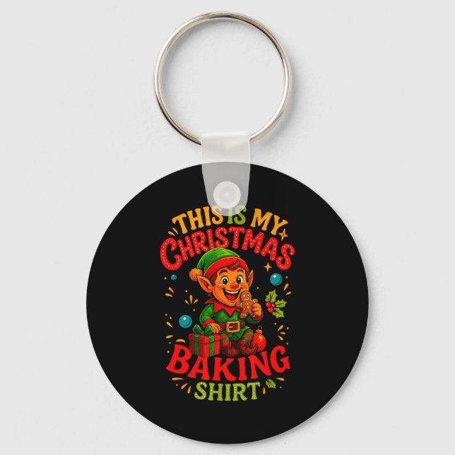 Llavero Christmas Baking Shirt Cute Elf Gingerbread Pastry (Anverso)