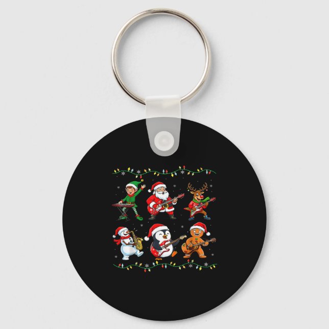 Llavero Christmas Band Santa Elf Reindeer Guitar Rock And  (Anverso)