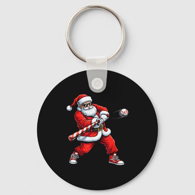Llavero Christmas Baseball Player Santa Funny Xmas Boys Me (Anverso)