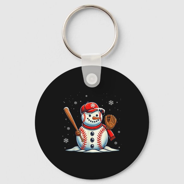 Llavero Christmas Baseball Snowman Boys Baseball Christmas (Anverso)