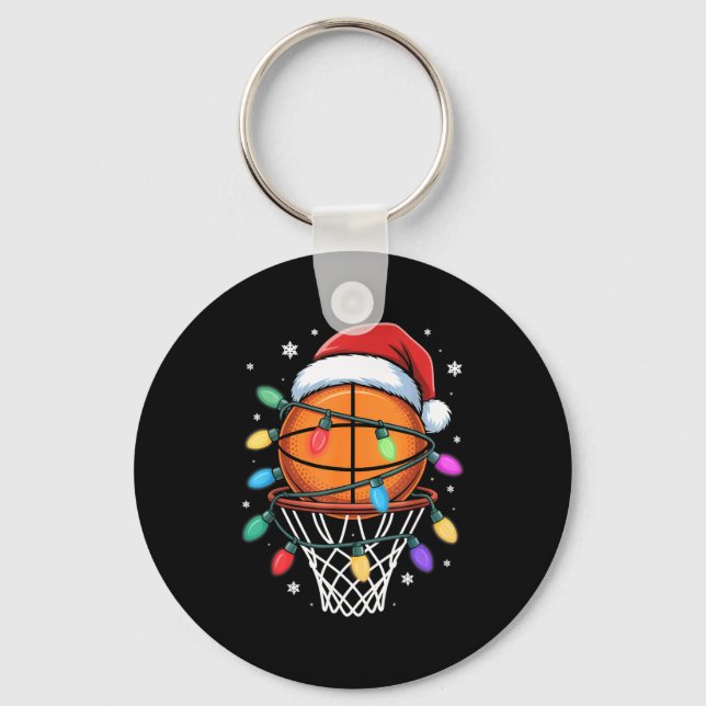 Llavero Christmas Basketball Santa Hat Xmas Light Basketba (Anverso)