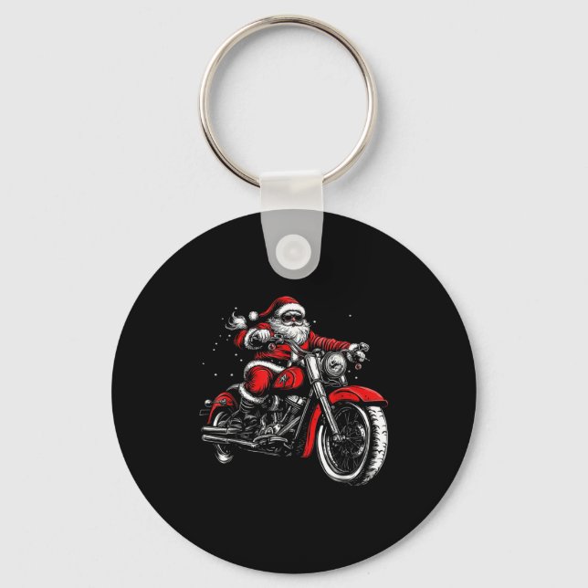 Llavero Christmas Biker Santa Claus Funny Motorcycle Motor (Anverso)