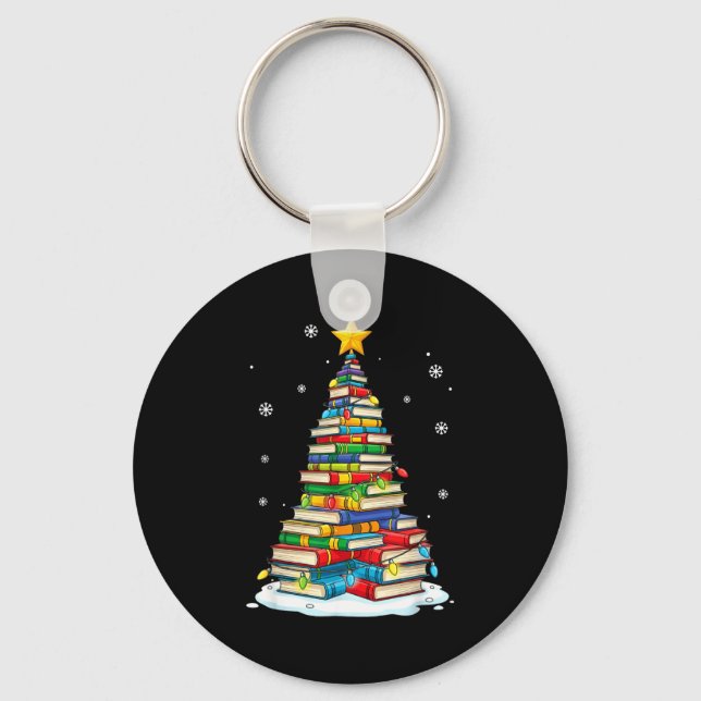 Llavero Christmas Book Tree Funny Librarians Books Lover  (Anverso)