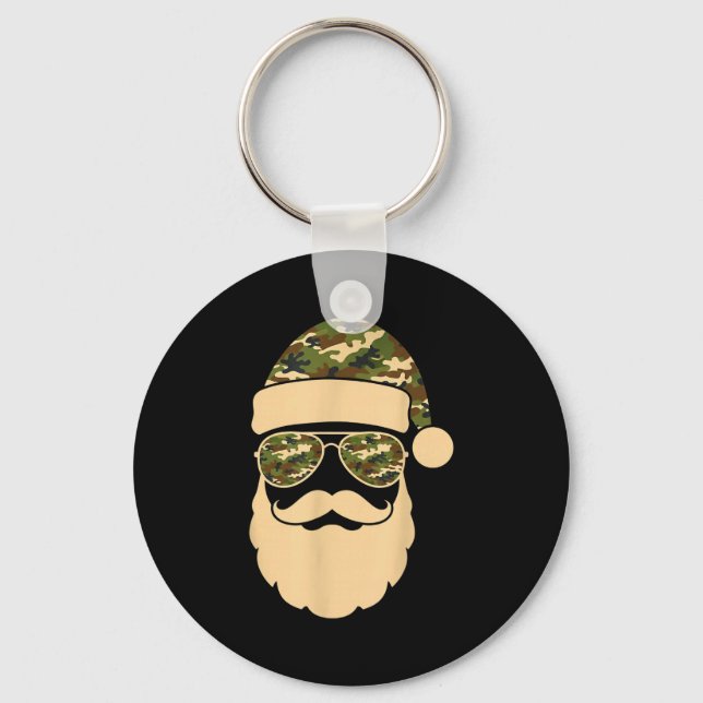 Llavero Christmas Camo Santa Sungles Hat Beard Cool Milita (Anverso)