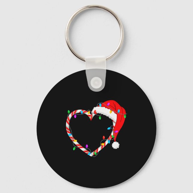 Llavero Christmas Candy Cane Heart Funny Love Candy Men Wo (Anverso)