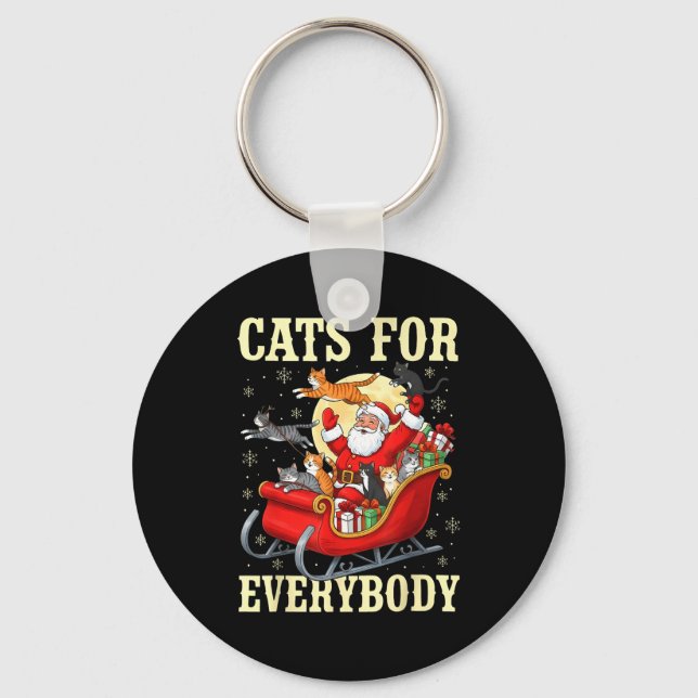 Llavero Christmas Cats For Everybody Santa Lover Holiday  (Anverso)