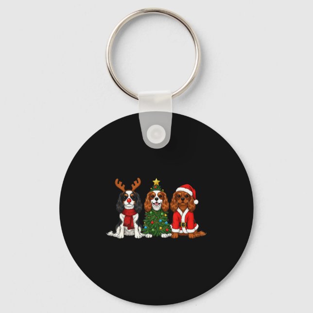 Llavero Christmas Cavalier King Charles Spaniel Santa Rein (Anverso)