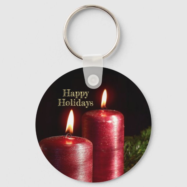 Llavero Christmas Celebration Red Candles Winter Holidays (Anverso)