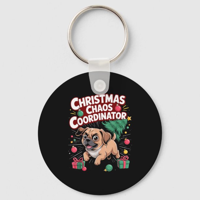 Llavero Christmas Chaos Coordinator Xmas Puppy Funny Puggl (Anverso)
