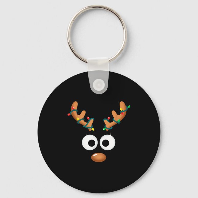 Llavero Christmas Cute Reindeer Face Antlers Wrapped In Li (Anverso)