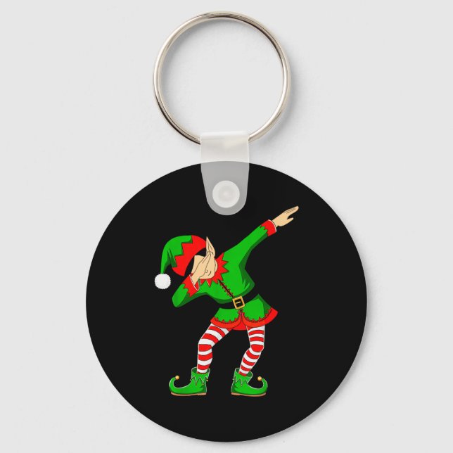 Llavero Christmas Dabbing Elf Santa Hat Boys Girls Kids Xm (Anverso)