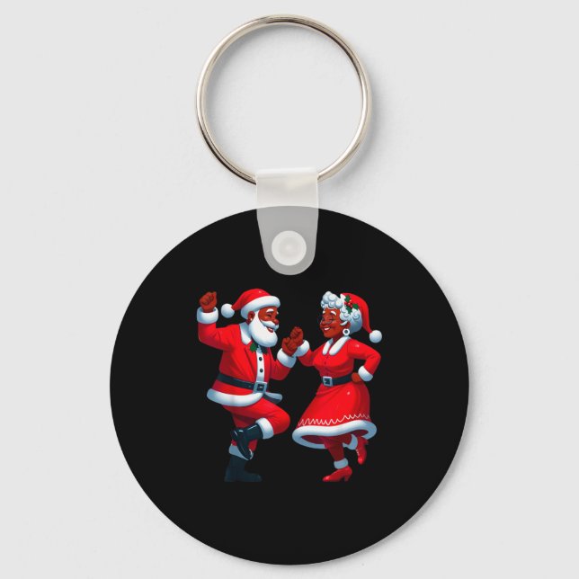 Llavero Christmas Dancing Black African American Santa Mrs (Anverso)