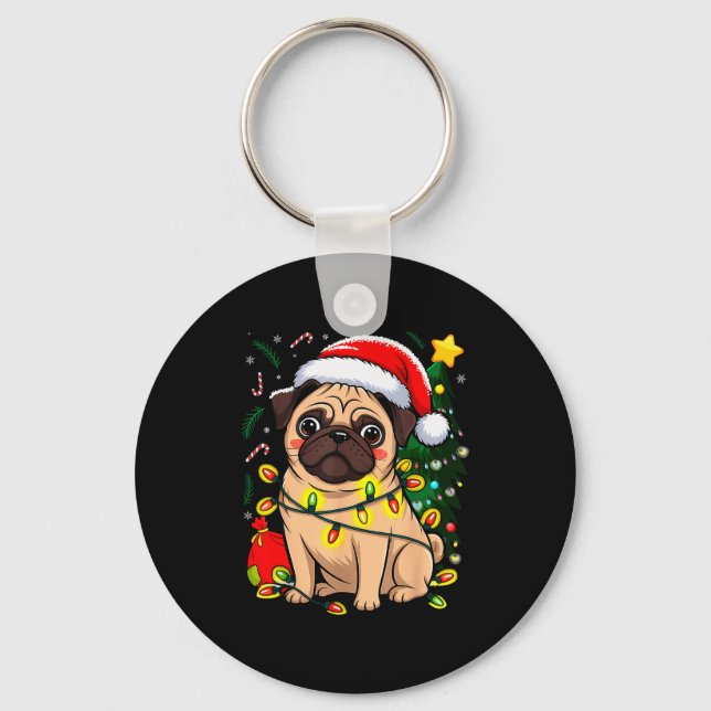 Llavero Christmas Dog Santa Clause Pug Puppy X-mas  (Anverso)