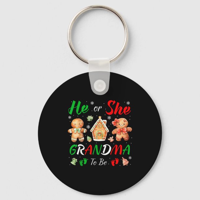 Llavero Christmas Gingerbread Gender Reveal He Or She Gran (Anverso)