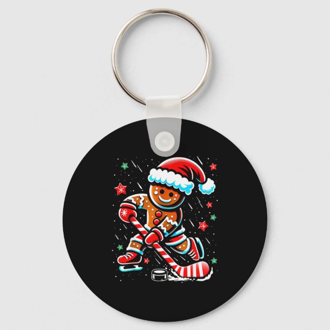 Llavero Christmas Gingerbread Ice Hockey Srts Funny Xmas P (Anverso)