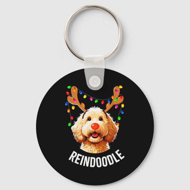 Llavero Christmas Goldendoodle Reindeer Doodle Dog Reindoo (Anverso)
