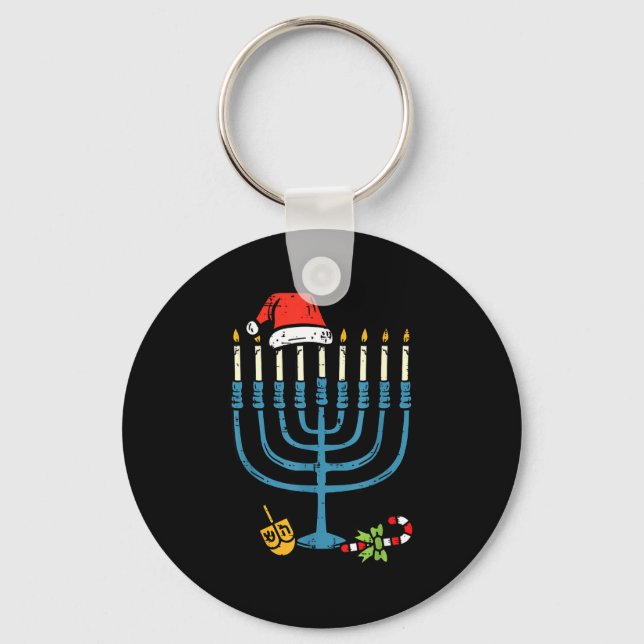 Llavero Christmas Hat Menorah Jew Hanukkah Chanukah Men Wo (Anverso)