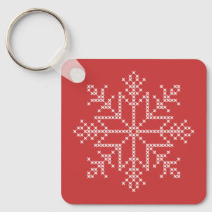 Llavero Christmas holiday knitted snowflake nordic art